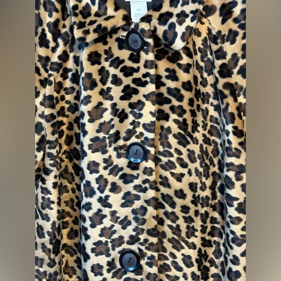 Leopard print 3/4 sleeve Blazer Faux Fur size 14 W Emma James animal print coat - Picture 7 of 12